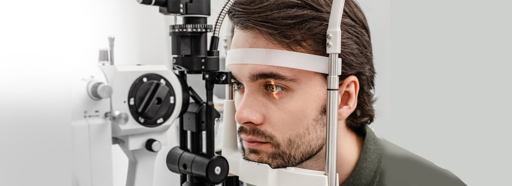 young man during eye exam in Lima